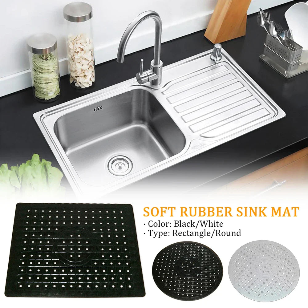 Detailansicht der rutschfesten Gitterstruktur der Spülbeckenmatte aus Silikon; ideal zum Abtropfen von Geschirr.