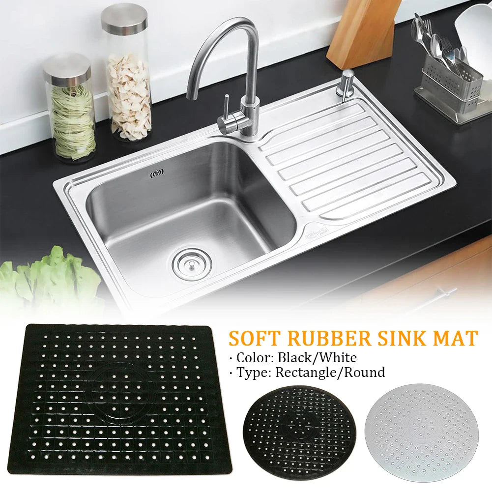 Detailansicht der rutschfesten Gitterstruktur der Spülbeckenmatte aus Silikon; ideal zum Abtropfen von Geschirr.
