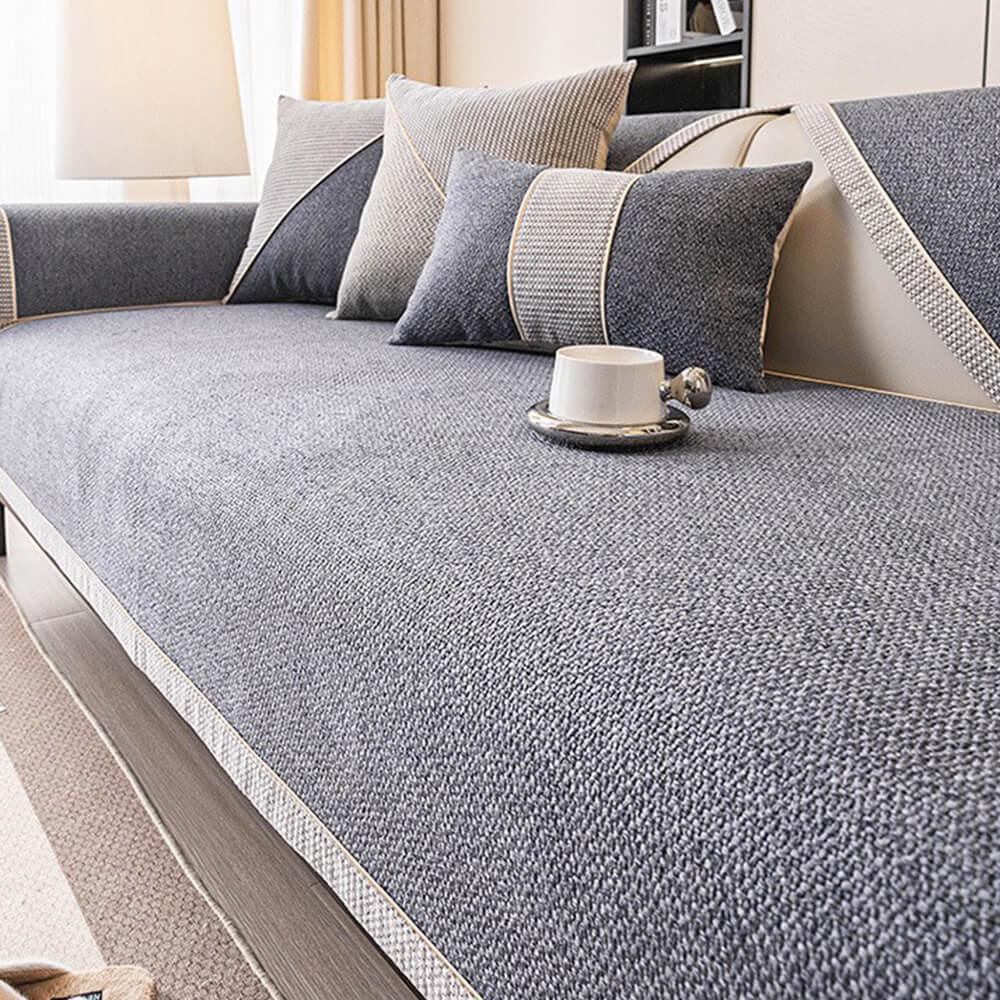 Eleganter Couchbezug aus Polyester, rutschfest & leicht zu reinigen, mit authentischem Leinen-Gefühl.
