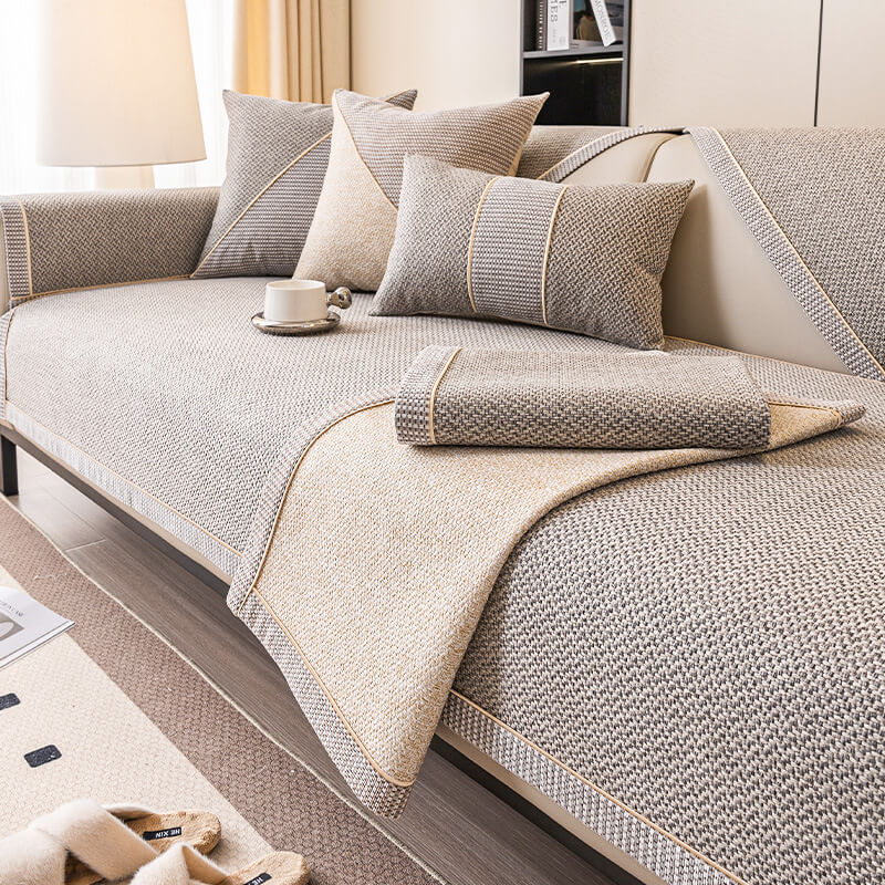 Moderner Couchschutz, rutschfest & pflegeleicht, mit schöner Leinen-Struktur für Ihr Sofa.