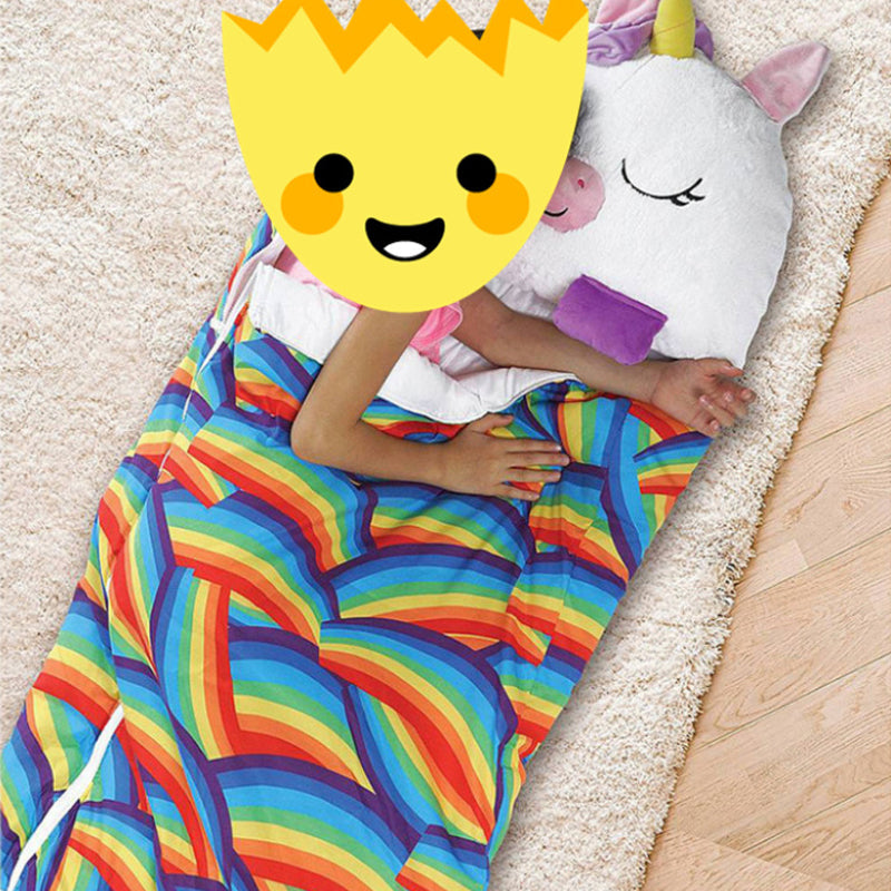 Süßer 2-in-1 Tier-Schlafsack & Kuschelkissen für Kinder, ideal für gemütliche Übernachtungspartys.