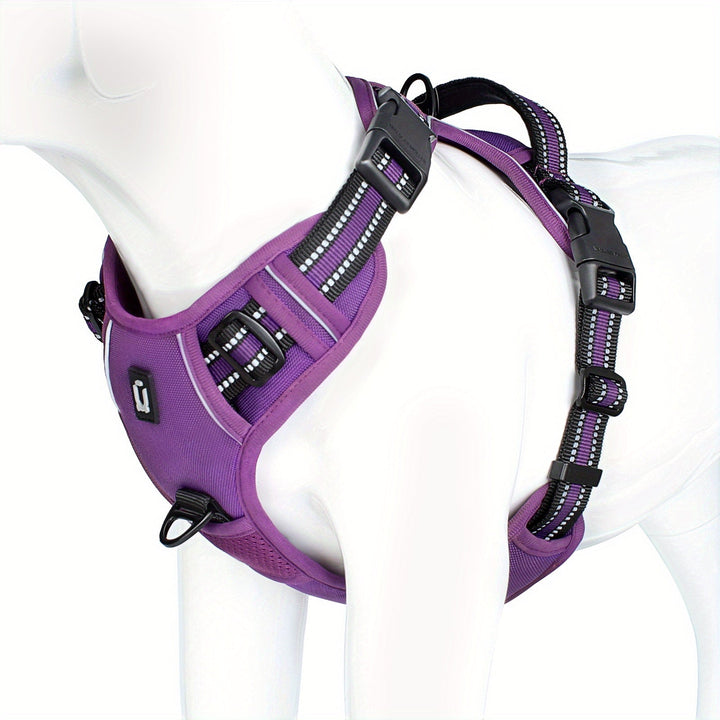Strapazierfähiges SafeWalk Nylon Hundegeschirr mit reflektierenden Nähten für optimale Sicherheit.