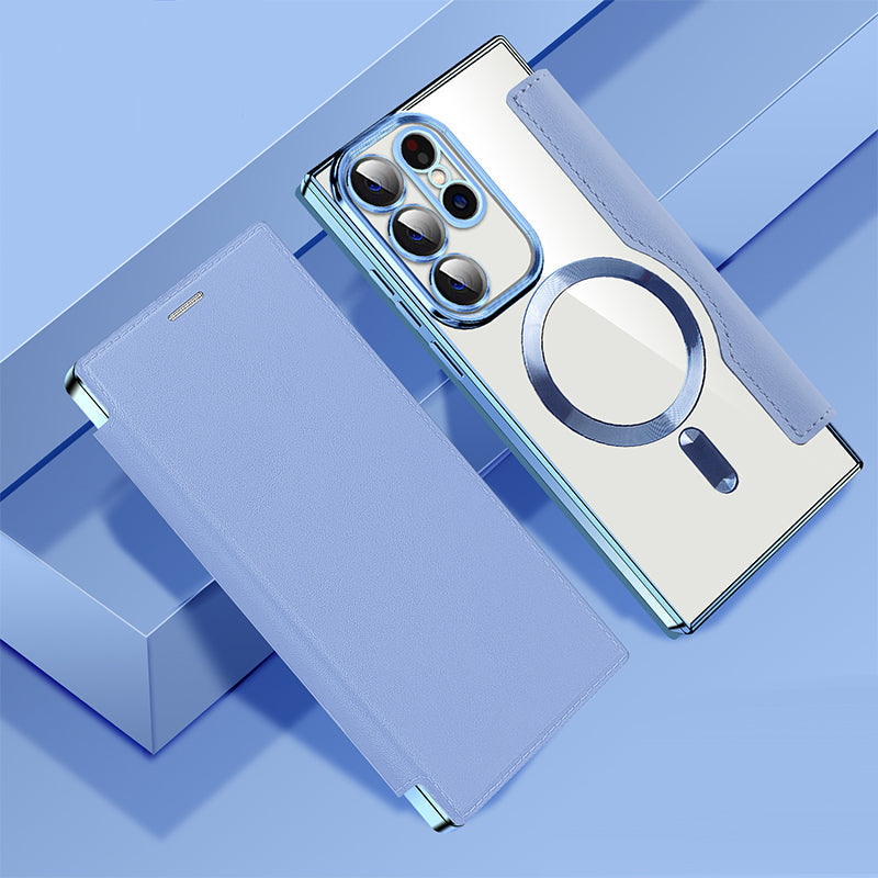 Samsung Flip-Hülle mit Ringhalter in Standfunktion. Ideal für freihändiges Ansehen von Videos & bequeme Nutzung.