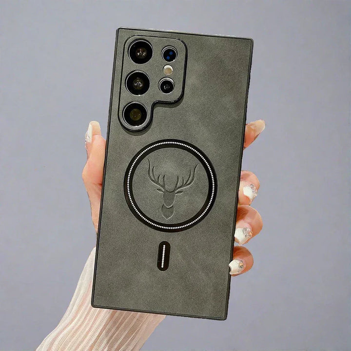 Schützende Samsung Handyhülle aus Leder, magnetisch für einfaches kabelloses Laden & Galaxy Zubehör.