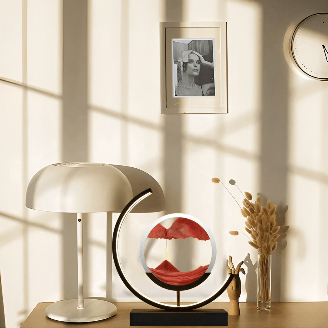 Vielseitige Sand Glow LED Sandlampe mit Dimmfunktion & Farbmodi; schafft angenehmes Ambiente.