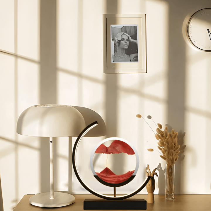 Vielseitige Sand Glow LED Sandlampe mit Dimmfunktion & Farbmodi; schafft angenehmes Ambiente.