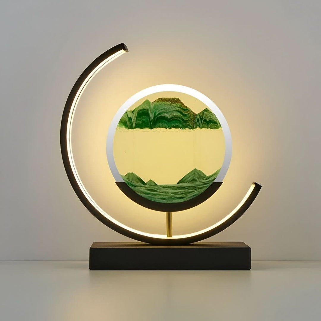 Elegante Sand Glow LED Sandlampe für moderne Wohnzimmer & Schlafzimmer; schafft warmes Stimmungslicht.