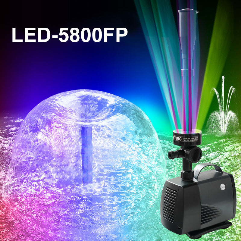 Kompakte Sandsberg Springbrunnenpumpe mit farbigen LED-Lichtern für Gartenteich & Outdoor-Dekoration.