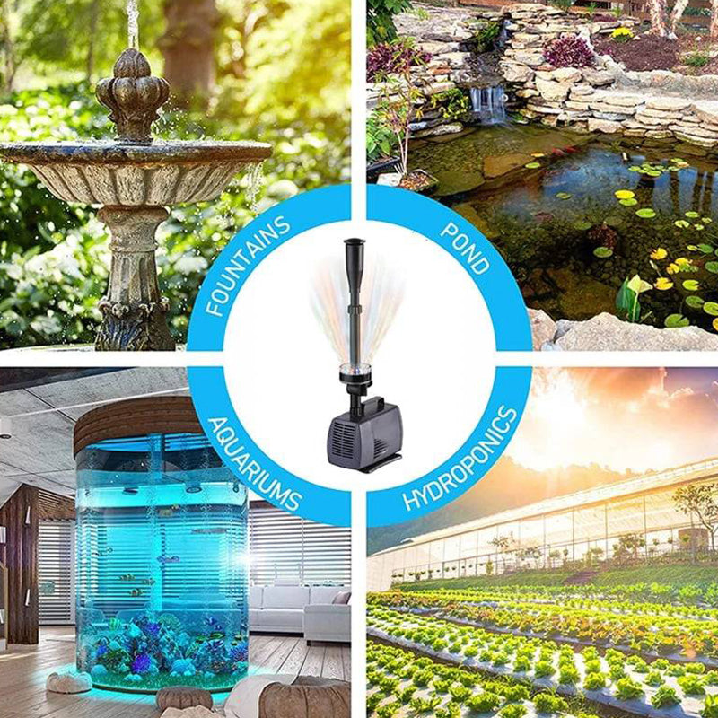 Sandsberg Springbrunnenpumpe mit leuchtenden LEDs, verwandelt Ihren Garten nachts in eine farbenfrohe Oase.