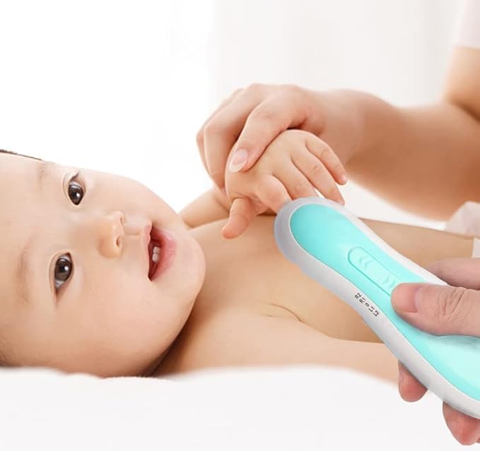 Rosa elektrische Baby-Nagelfeile, sicher und sanft für die Nagelpflege von Neugeborenen.