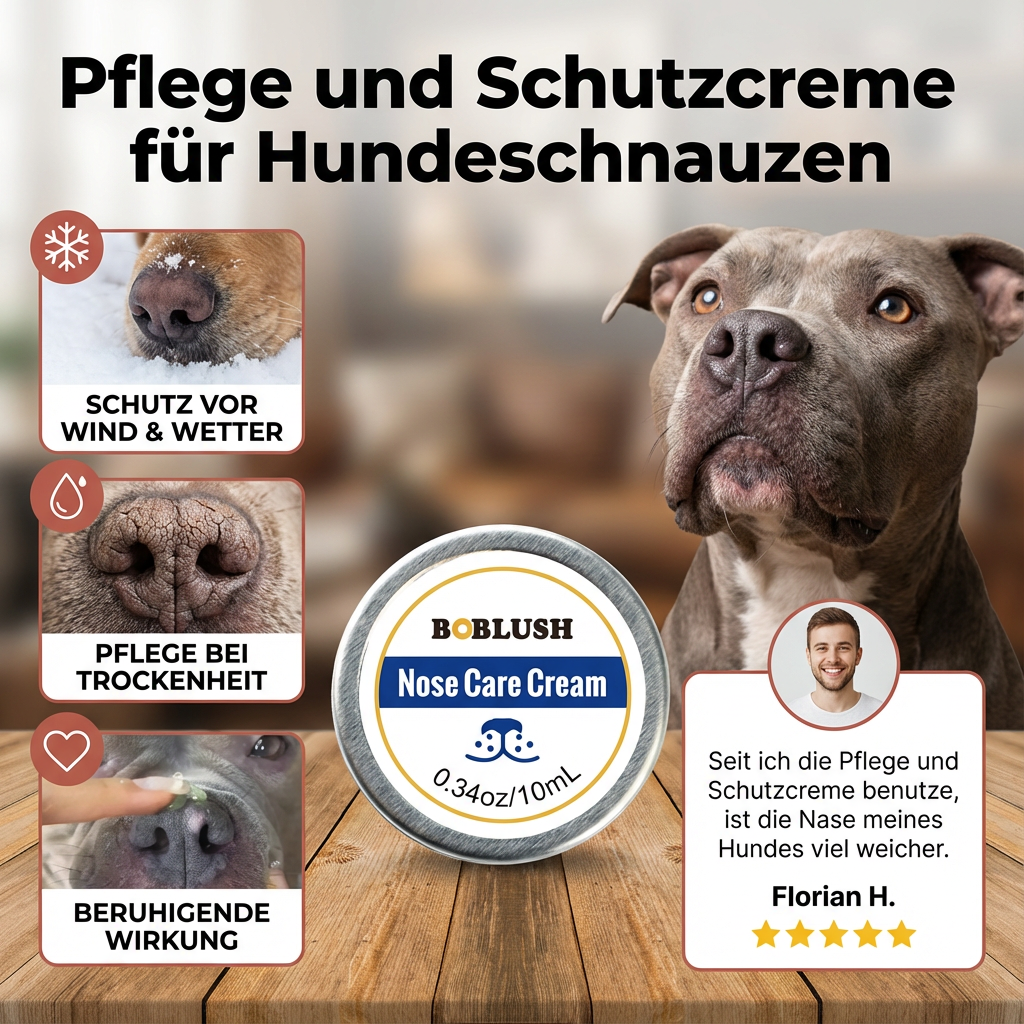 Vielseitige Schutzcreme für Hundepflege: Pflegt trockene Hundeschnauzen und Ballen. Mit natürlichen Inhaltsstoffen für gesunde Haut.