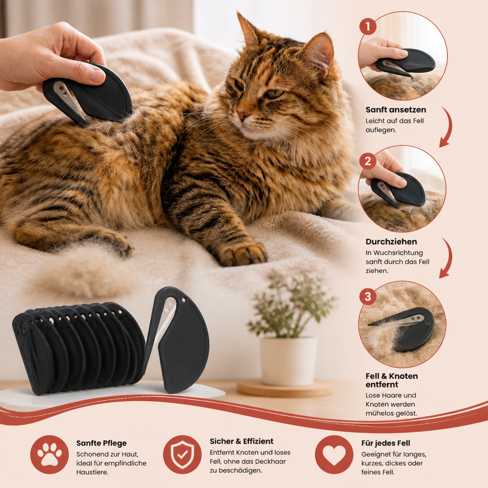 Hundebürste & Katzenbürste für sanfte Fellpflege, löst Knoten & Verfilzungen effektiv.