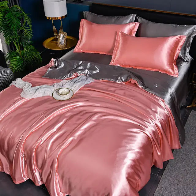 Stilvoller Satin-Bettbezug, farbecht & langlebig. Bringt luxuriösen Glanz und Weichheit in Ihr Schlafzimmer.