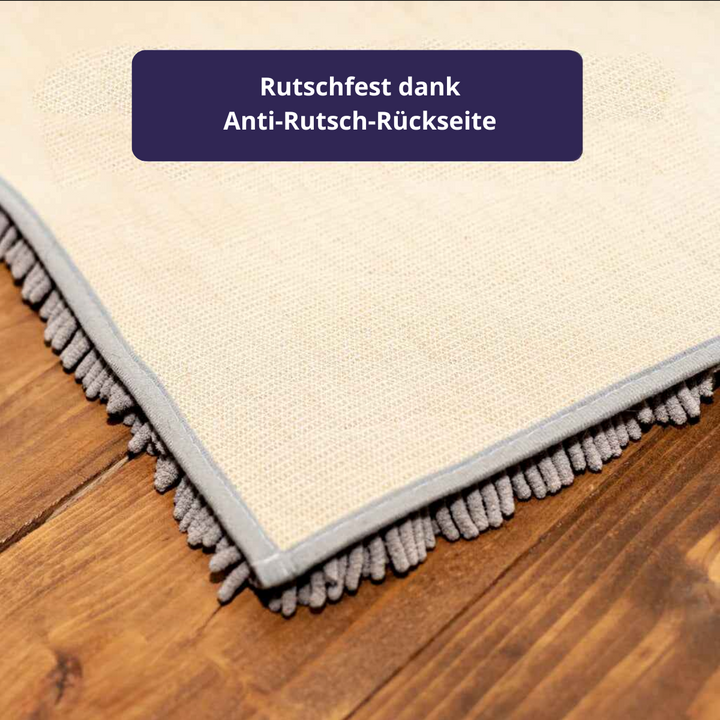 Waschbare Hundematte mit Mikrofaser für schnelle Pfotenreinigung. Saugfähig, rutschfest, Schmutzstopper für Hunde.