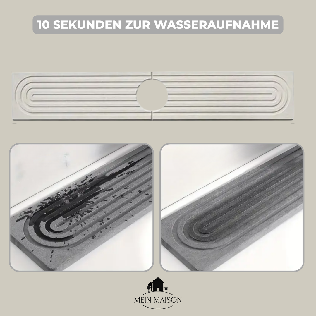 Moderne Kieselgur Trockenmatte, schlichtes Design, vielseitig einsetzbar in Küche und Bad.