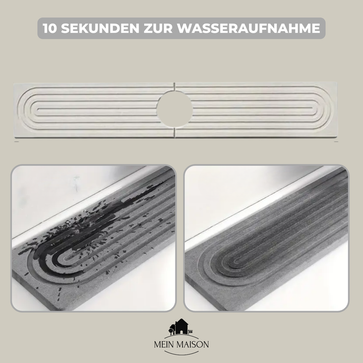 Moderne Kieselgur Trockenmatte, schlichtes Design, vielseitig einsetzbar in Küche und Bad.