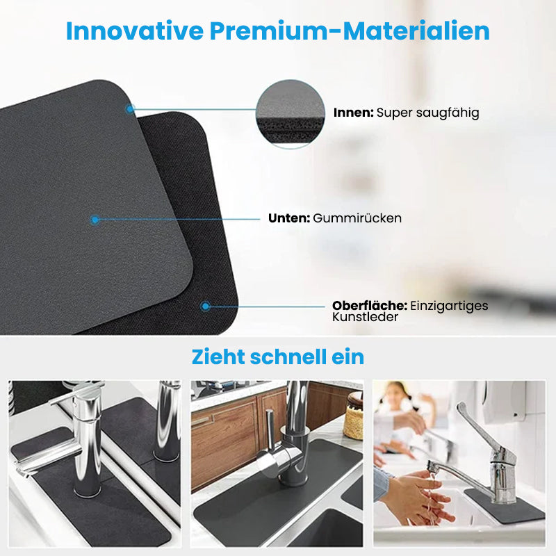 Kieselgur Ablagematte für den Spülbeckenbereich. Hält die Arbeitsplatte trocken und schützt vor Wasserflecken.