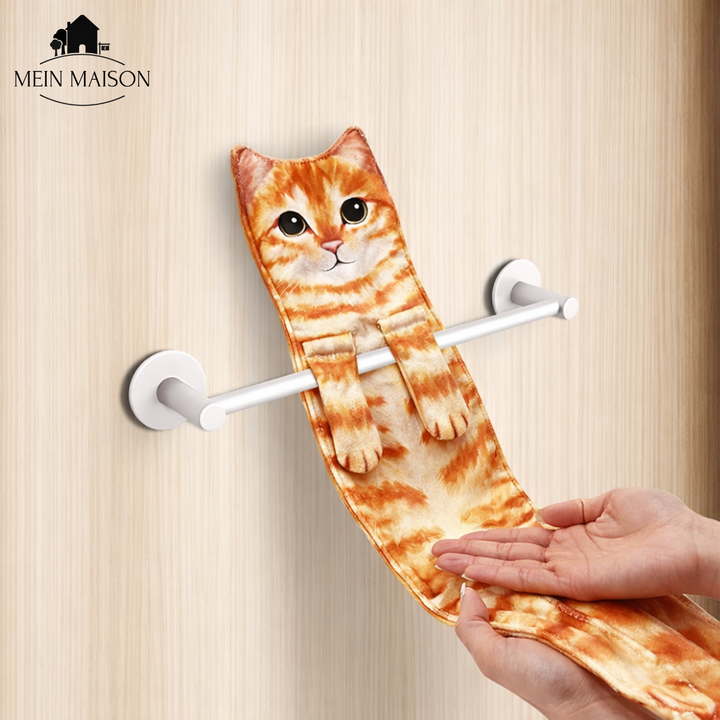 Saugfähiges Baumwollhandtuch mit Katzenmotiv, ideal zum Abtrocknen, für Küche & Bad.