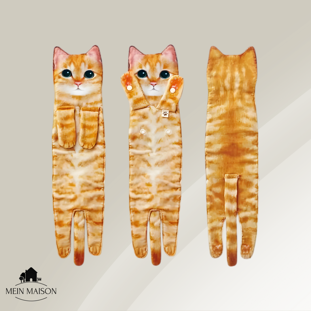 Niedliches Katzen-Design Handtuch, perfekt als Küchen- oder Badaccessoire, saugfähig.