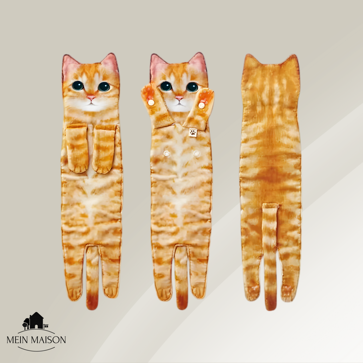 Niedliches Katzen-Design Handtuch, perfekt als Küchen- oder Badaccessoire, saugfähig.