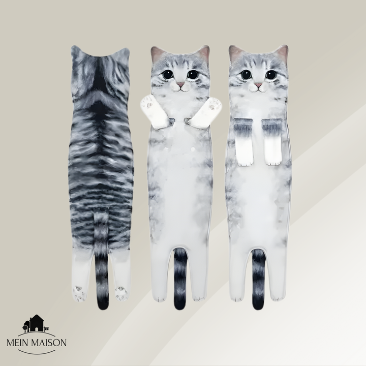 Praktisches Katzenhandtuch, hält Hände trocken & sauber, mit verspieltem Tier-Motiv.