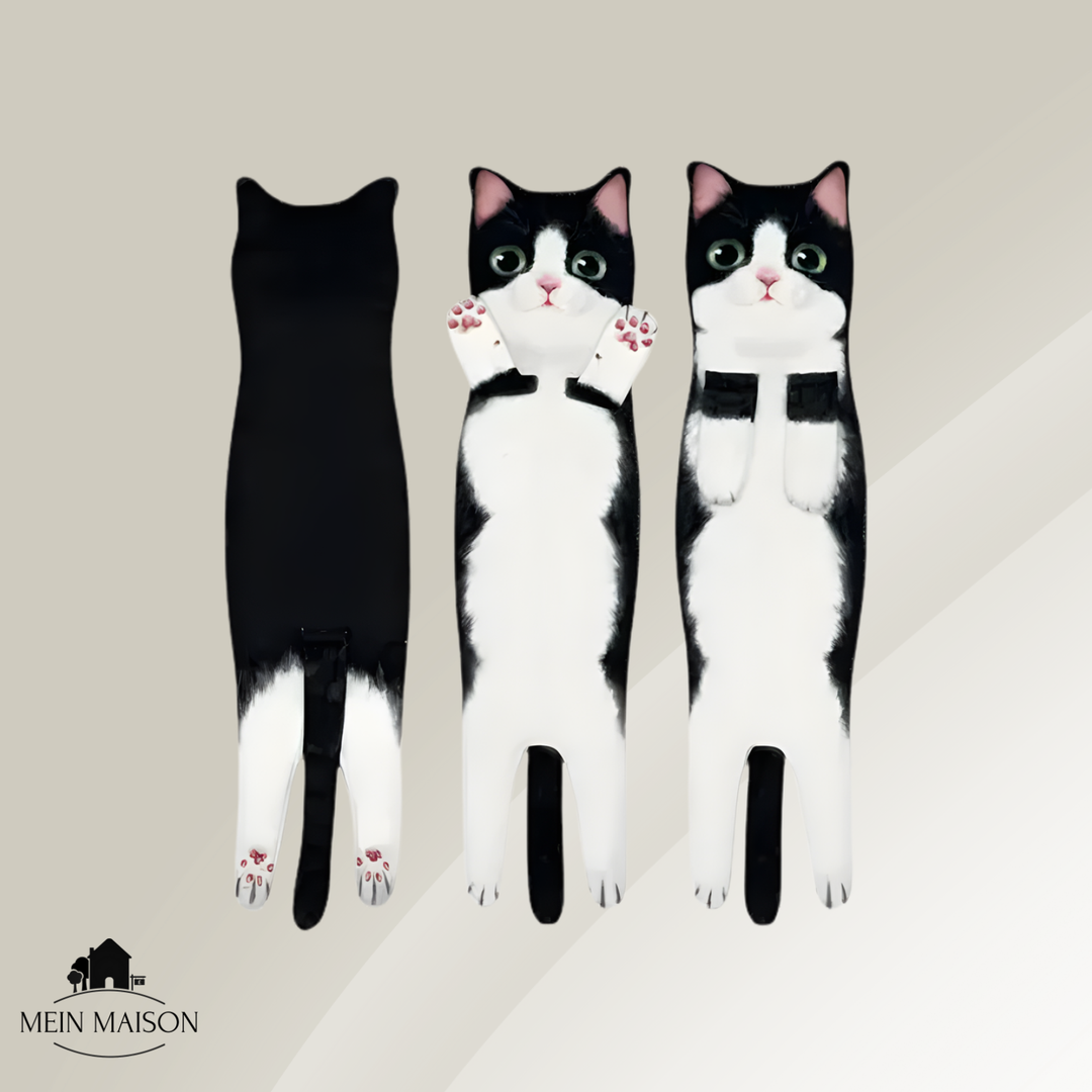 Handtuch mit Katzenmotiv für Tierliebhaber, saugfähig & weich im Bad, pfotenförmig.