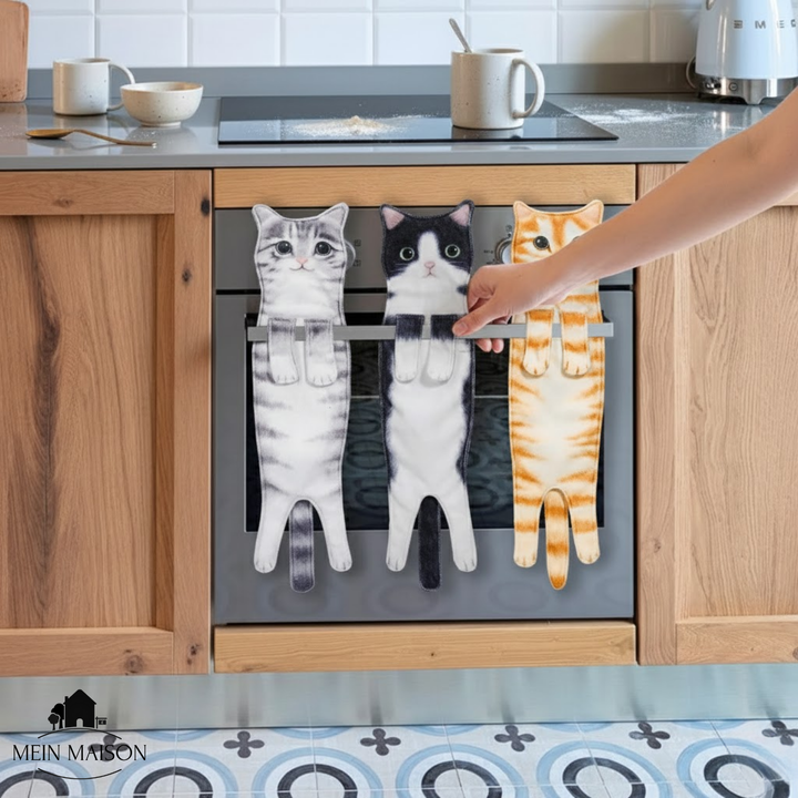 Weiches Badhandtuch mit Katzenmotiv, perfekt für Tierliebhaber, pfotenförmig & saugfähig.