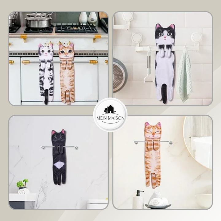 Pfotenförmiges Handtuch mit süßem Katzenmotiv, sehr saugfähig für Hände, ein tolles Geschenk.