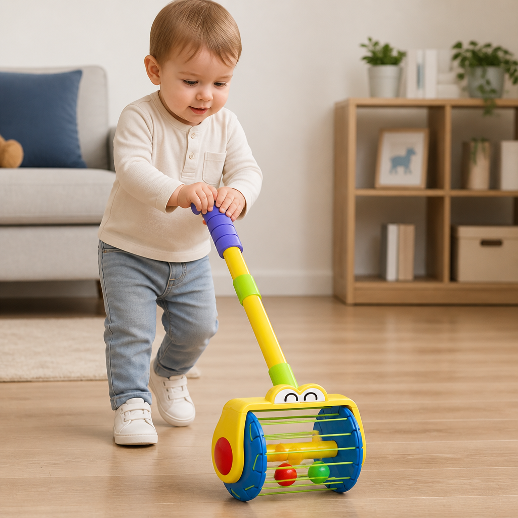 Interaktives Lernspielzeug: Kinder-Staubsauger mit Bällen, gut für Motorik & Kleinkindentwicklung.