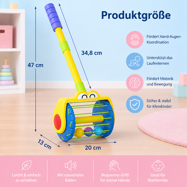 Robustes Schiebespielzeug: Kinder-Staubsauger mit Bällen unterstützt erste Schritte & Koordination von Kleinkindern.