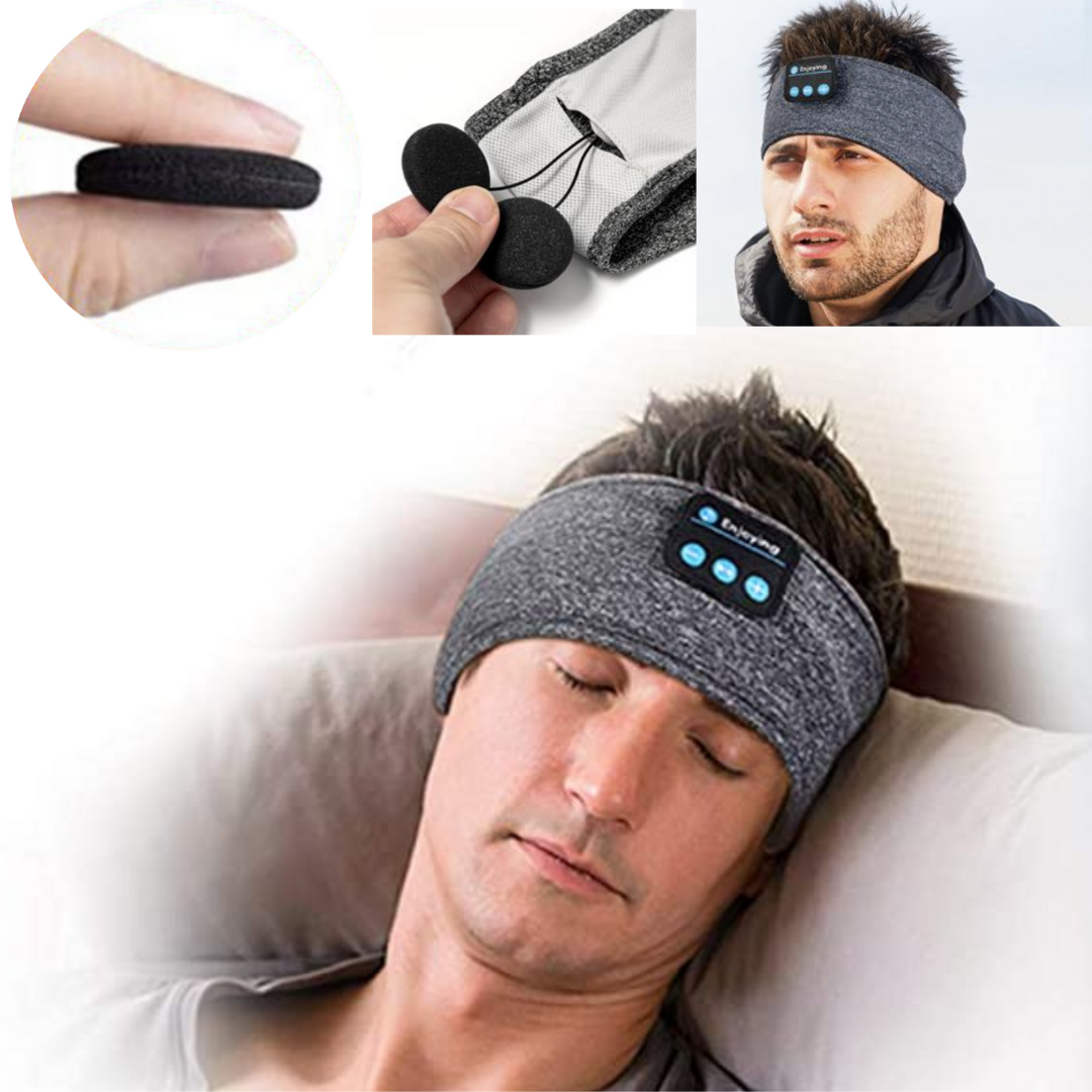 Innovative Schlafmaske mit Bluetooth Kopfhörern für ungestörten Schlaf. Blockiert Licht & bietet Sound für Tiefschlaf/Meditation.