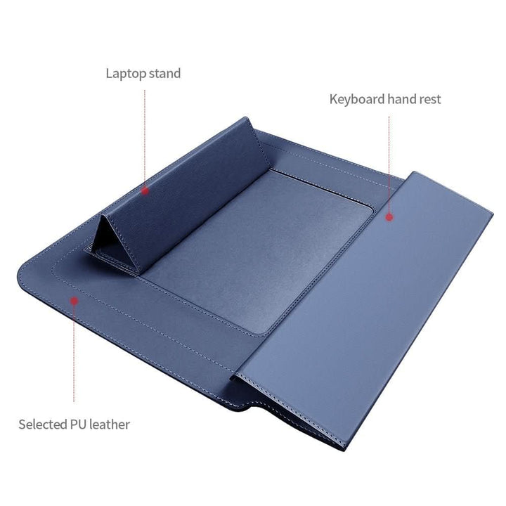 Nahaufnahme des strapazierfähigen, wasserabweisenden Materials der Laptophülle. Hochwertiger Laptopschutz.