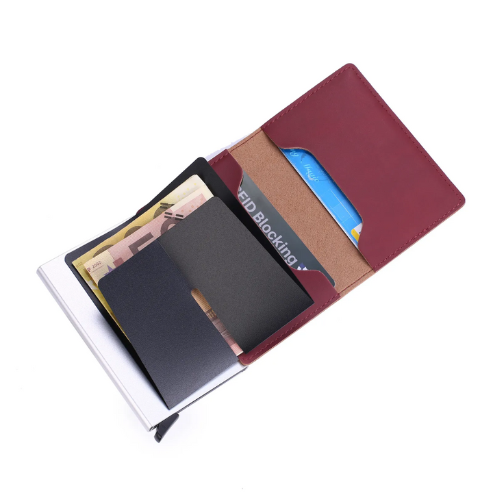 Leichter Aluminium-Kartenhalter, schlankes Design mit Geldklammer für Scheine & RFID-Schutz.