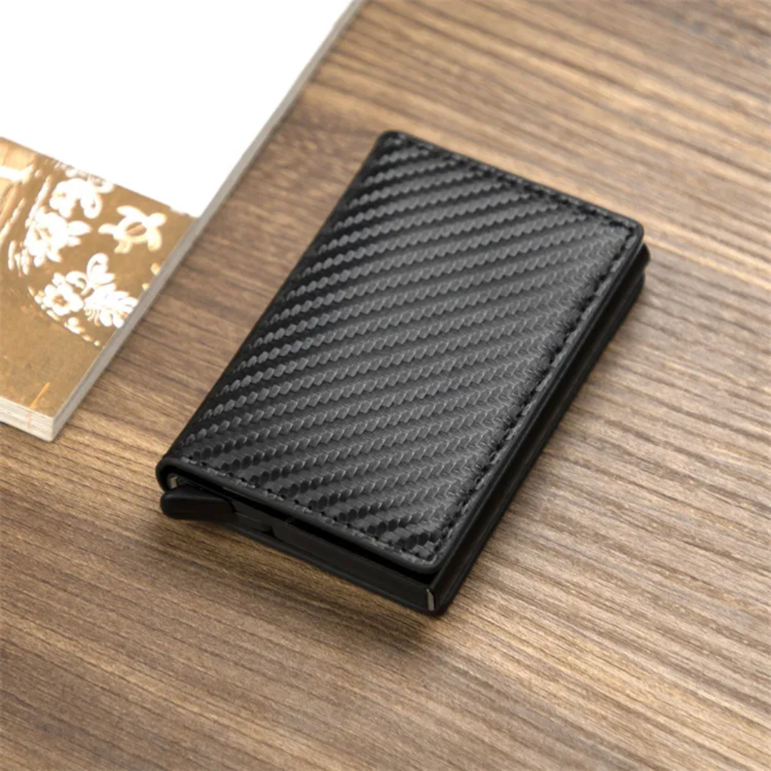 Funktionaler Aluminium-Kartenhalter mit Geldklammer, optimal für Herren, mit RFID-Sicherheitsmerkmal.