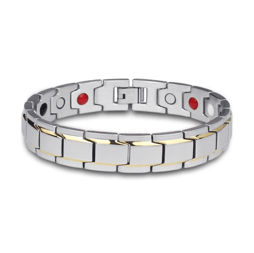 Maskulines Magnetarmband aus Edelstahl; SlimAura Armschmuck für Herren mit Energie-Fokus.