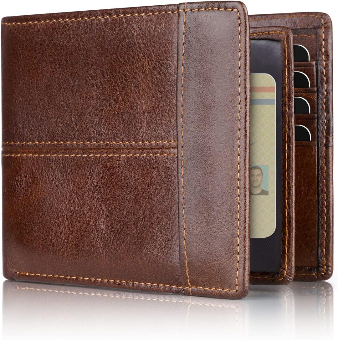 Elegantes, schlankes Herren-Portemonnaie aus Echtleder, ideal als Kreditkartenhalter mit RFID-Schutzfunktion.