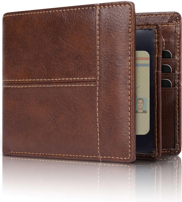 Schwarzes Herren RFID-Echtleder-Portemonnaie, ein praktisches und sicheres Leder-Accessoire für jeden Mann.