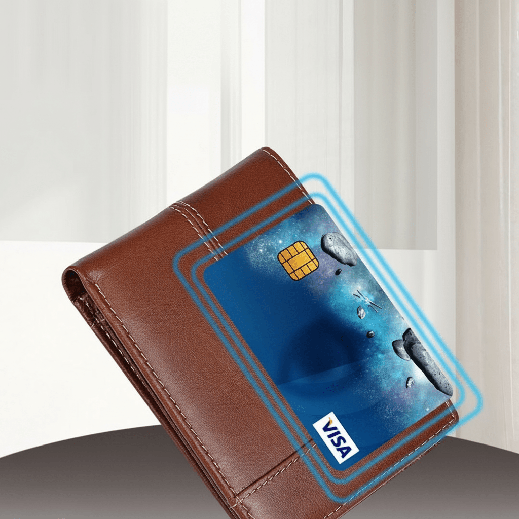 Kompakte Herren Geldbörse aus Echtleder, schlankes Design mit RFID-Schutz, perfekt für die Hosentasche.