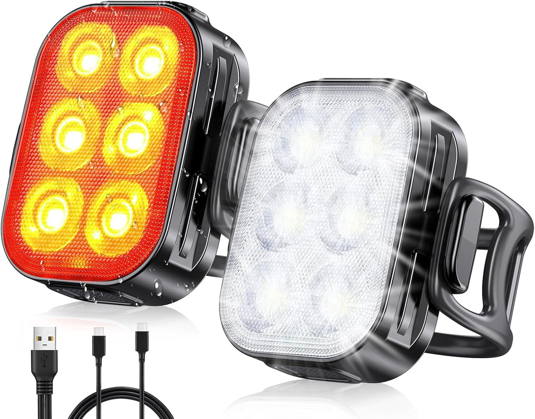 Modernes SlimBeam Fahrradlicht-Set, USB aufladbar, 4+6 Modi für jede Fahrsituation.