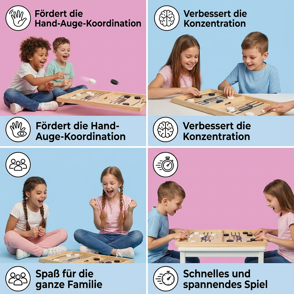 Nahaufnahme der Spielsteine und des Gummibandes auf dem Schleuder Schach Brettspiel. Ein dynamisches Familienspiel.