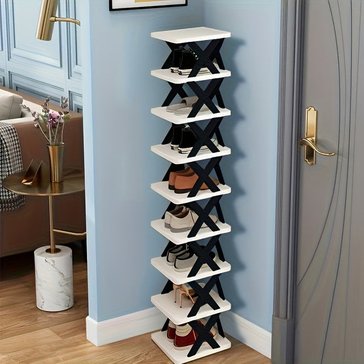 Design-Schuhorganizer, platzsparend und vertikal. Bringt Ordnung in den Flur und die Garderobe.