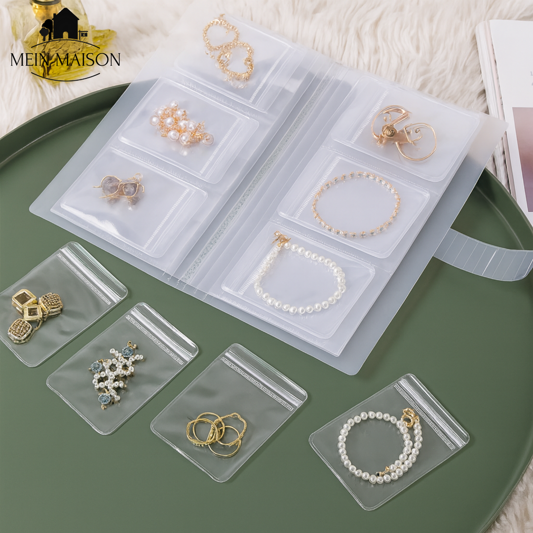 Schmuck Organizer Buch für glänzende, entknotete Halsketten, Ringe & Ohrringe. Perfekte Schmuckaufbewahrung.