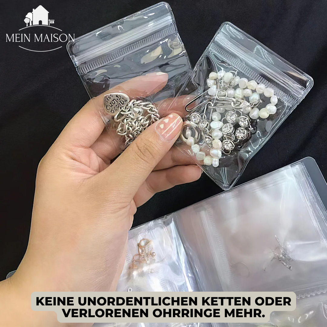 Praktisches Schmuck Organizer Buch für Ringe, Ohrringe, Armbänder & Ketten. Transparente Hüllen erleichtern das Finden.