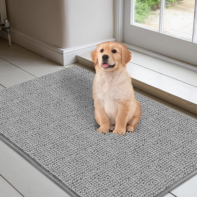 Schmutzfangmatte für Hunde, saugfähig, reinigt effektiv Pfoten am Eingang. Rutschfest, für ein sauberes Zuhause.