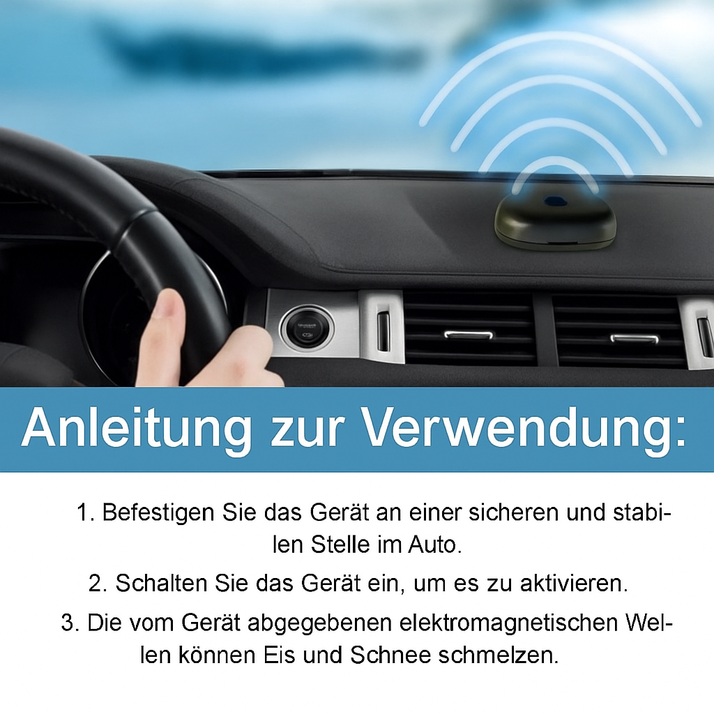 Intelligenter solarbetriebener Auto Enteiser. Kratzfreie, schnell eisfreie Scheiben für Ihr Auto.