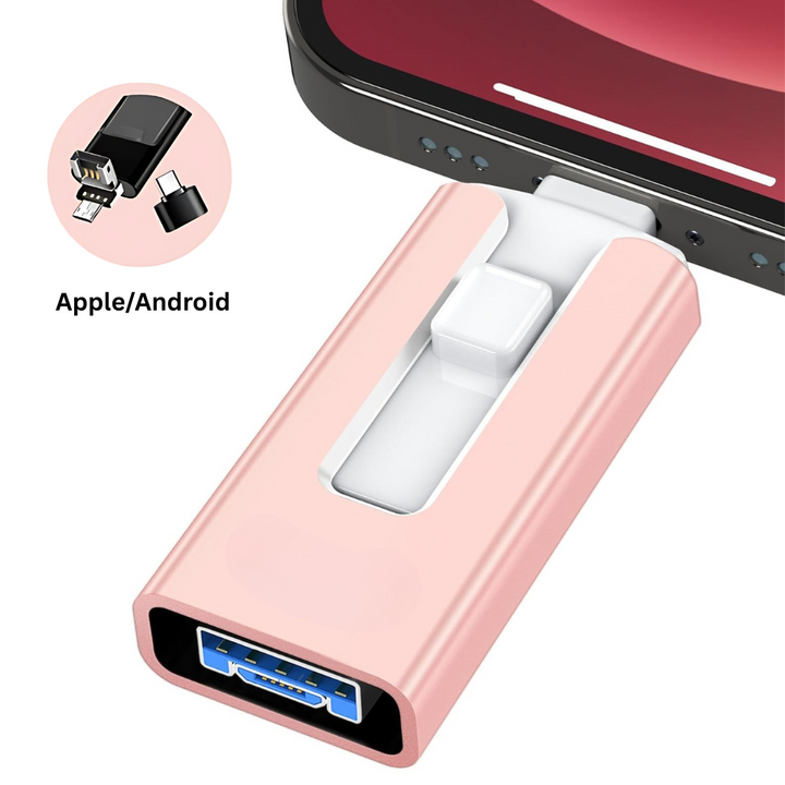 Gadget: Zuverlässiger Speicherstick mit USB C, Lightning, USB A für einfache Datensicherung & Übertragung.