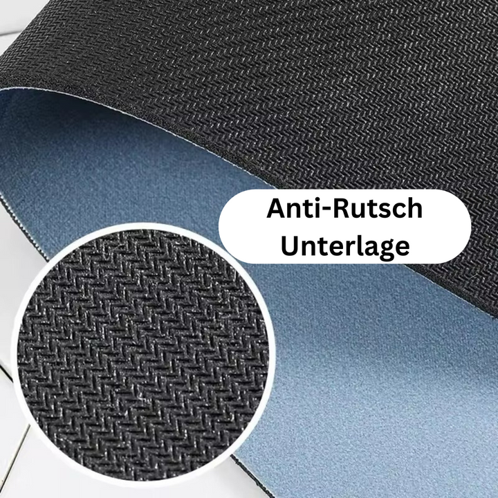 Nahaufnahme der saugfähigen Textur der schnelltrocknenden Badematte; weich und angenehm für die Füße.