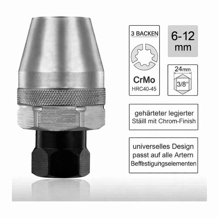 Effektiver Schraubenextraktor mit 3/8 Zoll Antrieb für rundgedrehte und festsitzende Schrauben bei Autoreparaturen.