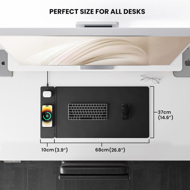 ChargePad Flex: Wendbare Schreibtischmatte mit Qi-Ladepad. Eine minimalistische und funktionale Lösung für Ihr Büro.