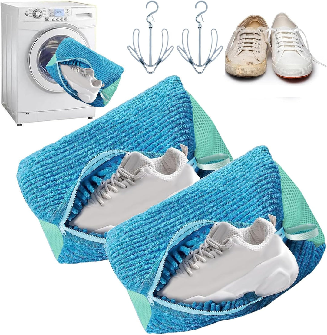 Set aus zwei Wäschebeuteln zum Waschen, Trocknen & Aufbewahren von Schuhen.